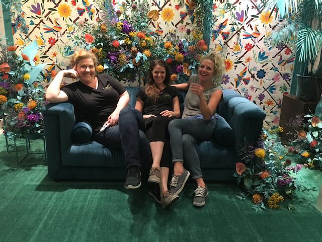 Three Women Sitting Sofa